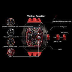 TSAR BOMBA Chronograph Luminous Dial Sapphire Crystal Men's Watch -  TB8204Q-09