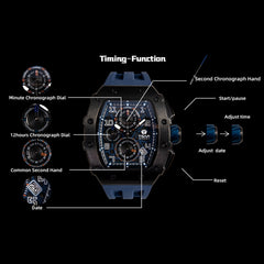 TSAR BOMBA Chronograph Luminous Dial Sapphire Crystal Men's Watch -  TB8204Q-10