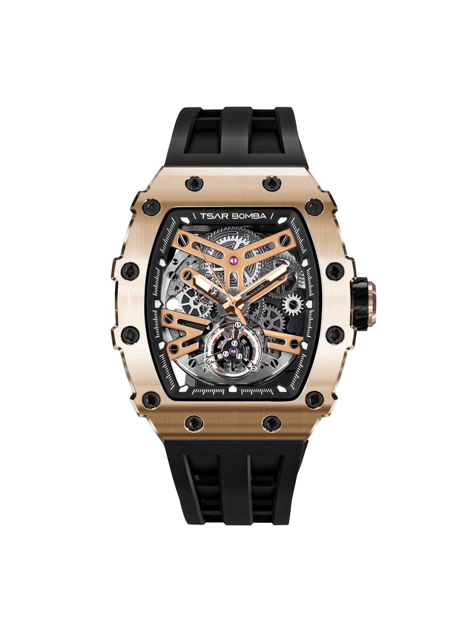 TSAR BOMBA Automatic 21 Jewels Skeleton Dial Sapphire Crystal Men's Watch - TB8208A-07