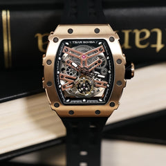 TSAR BOMBA Automatic 21 Jewels Skeleton Dial Sapphire Crystal Men's Watch - TB8208A-07