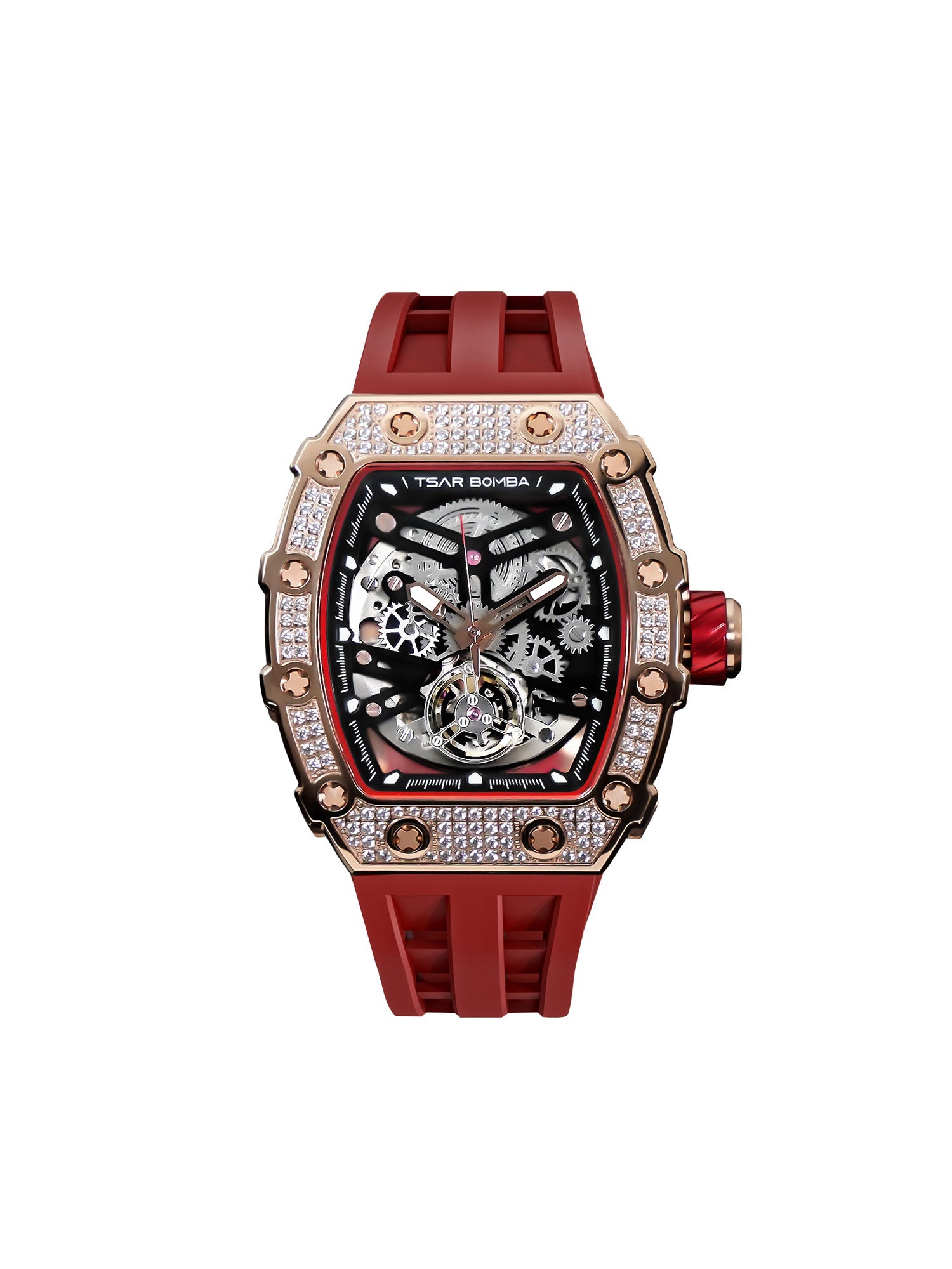 TSAR BOMBA Automatic 21 Jewels Diamond Like CZ Men's Watch -  TB8208D-07