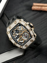 TSAR BOMBA Automatic 21 Jewels Diamond Like CZ Men's Watch -  TB8209D-04