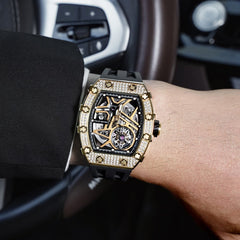 TSAR BOMBA Automatic 21 Jewels Diamond Like CZ Men's Watch -  TB8209D-04