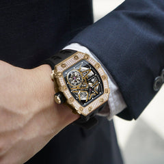 TSAR BOMBA Automatic 21 Jewels Diamond Like CZ Men's Watch -  TB8209D-04