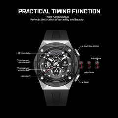 TSAR BOMBA Chronograph Luminous Dial Sapphire Crystal Men's Watch -  TB8801Q-01