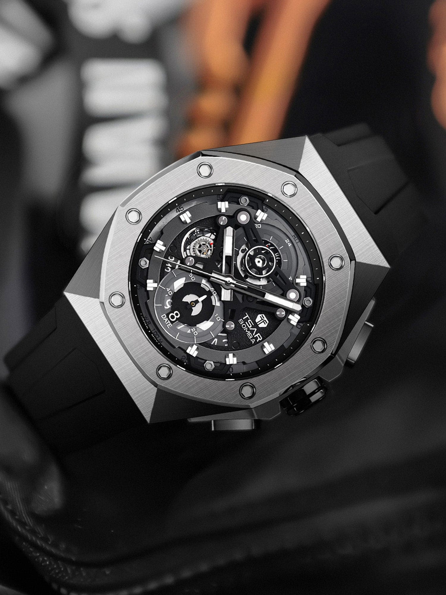 TSAR BOMBA Chronograph Luminous Dial Sapphire Crystal Men's Watch -  TB8805Q-01