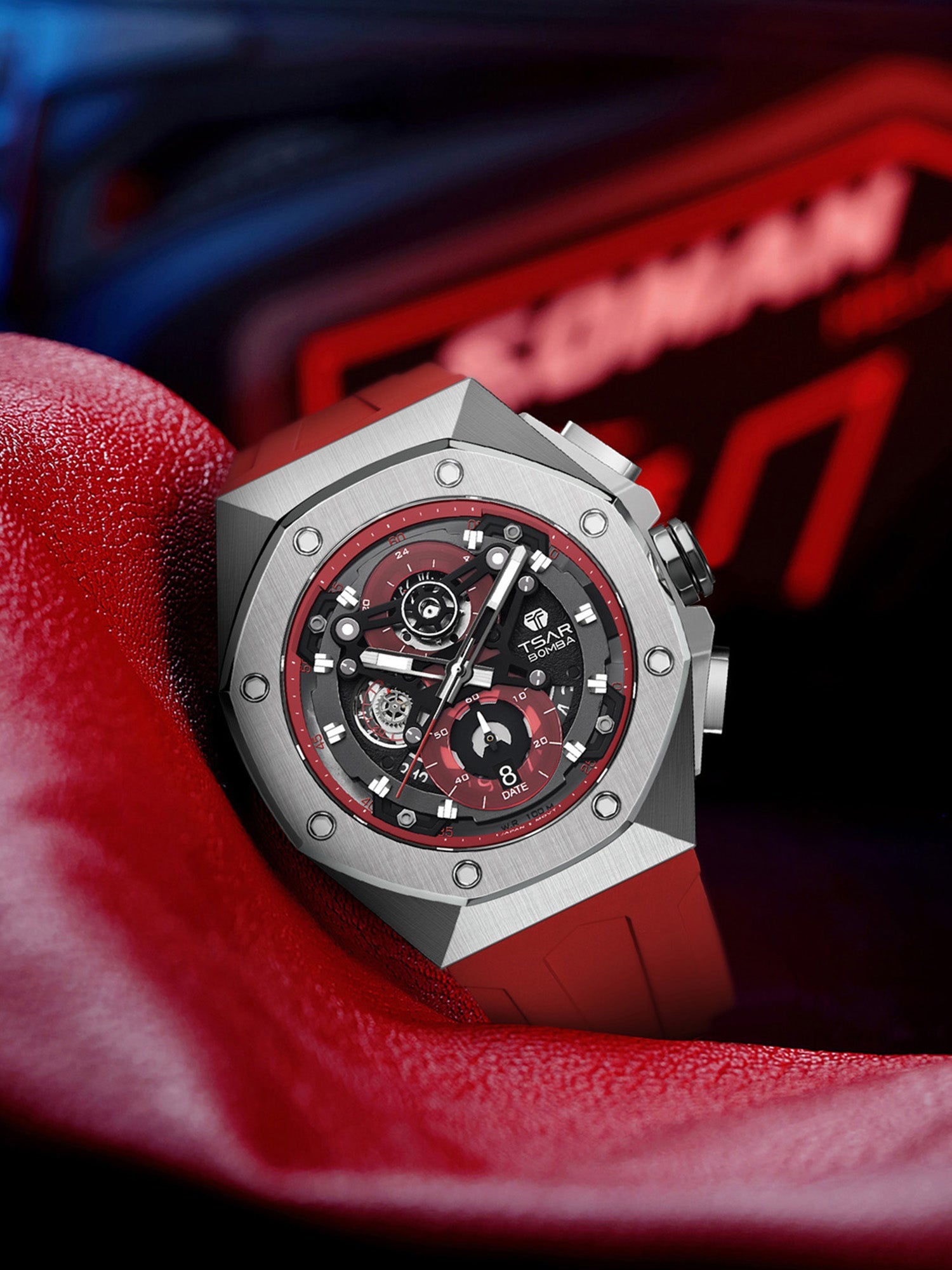 TSAR BOMBA Chronograph Luminous Dial Sapphire Crystal Men's Watch -  TB8805Q-02