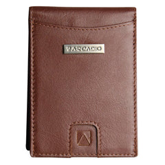ARCADIO Money Clip Maroon Textured Leather Bi-Fold RFID Protected Card Holder with Money Clipper Slim Wallet for Men Unique Birthday Anniversary Gift