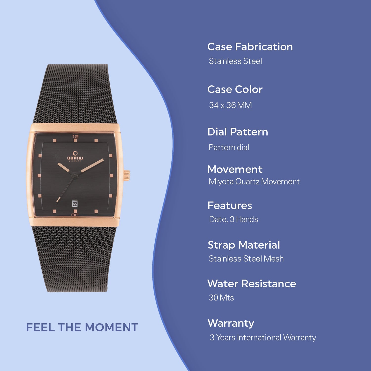 Obaku Lund Night Quartz Men's Watch -  V102GDVBMB