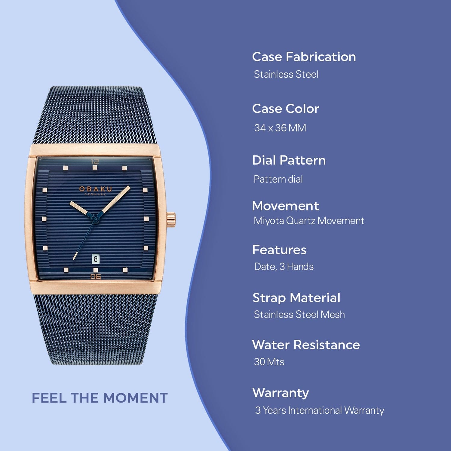 Obaku Lund Ocean Quartz Men's Watch -  V102GDVLML