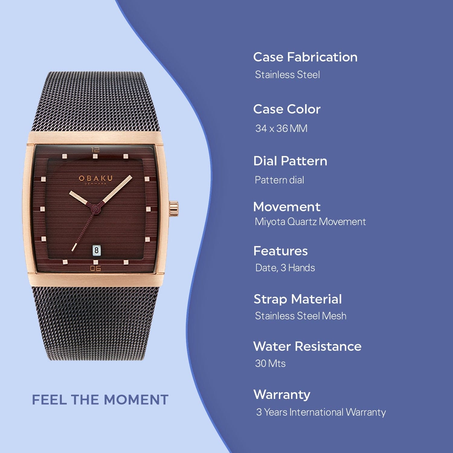 Obaku Lund Walnut Quartz Men's Watch -  V102GDVNMN