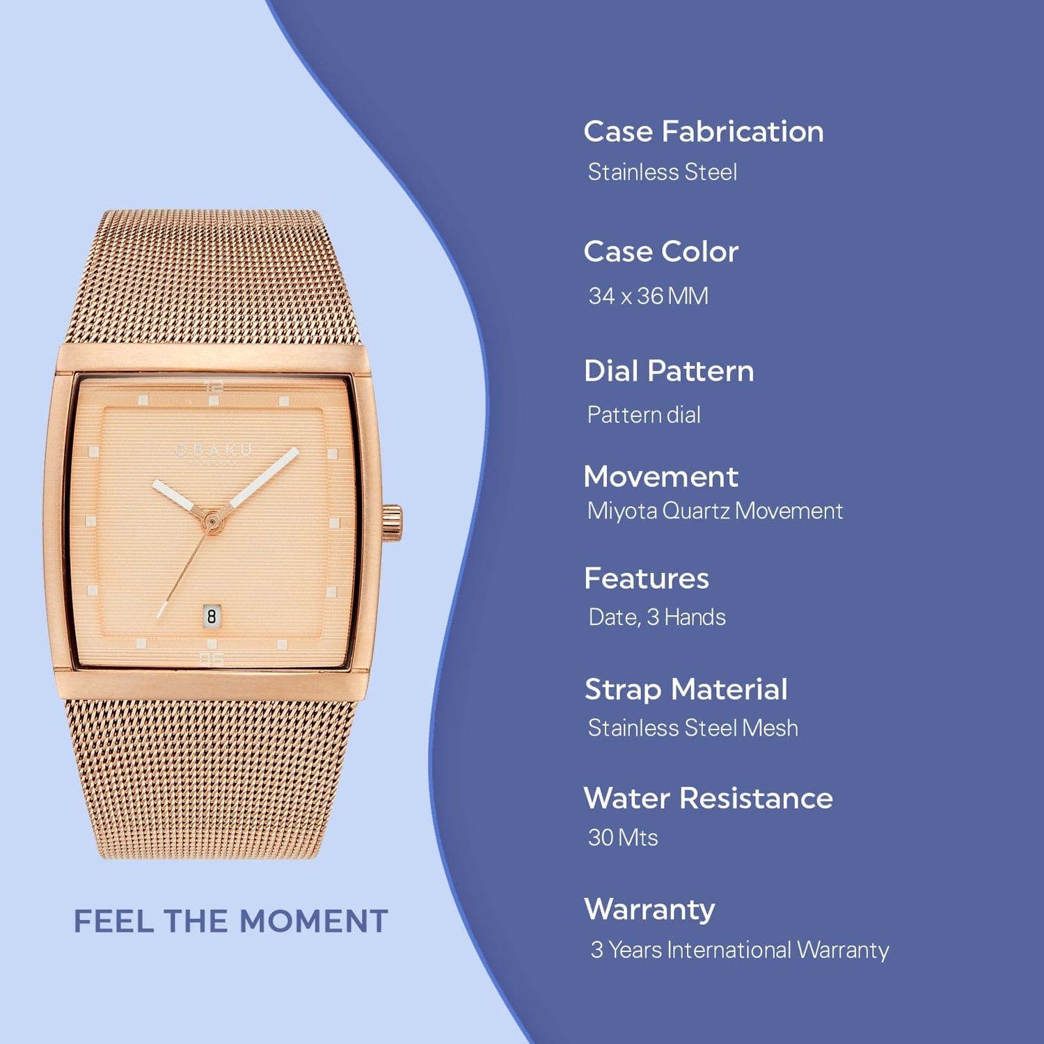Obaku Lund Roses Quartz Men's Watch -  V102GDVVMV