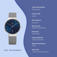 Obaku Klar Cyan Quartz Men's Watch - V153GDCLMC