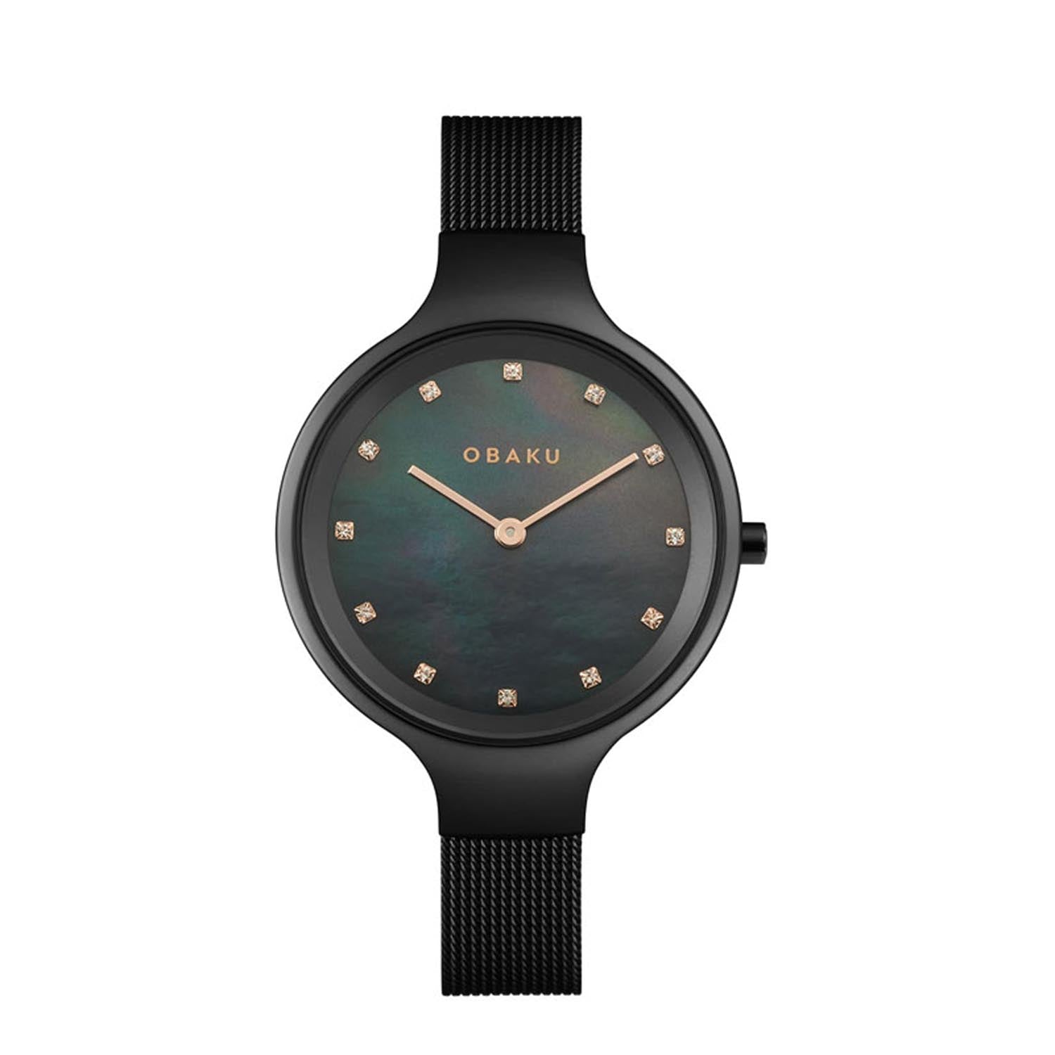 Obaku Sky-Charcoal Quartz MOP Women's Watch - V173LXBBMB