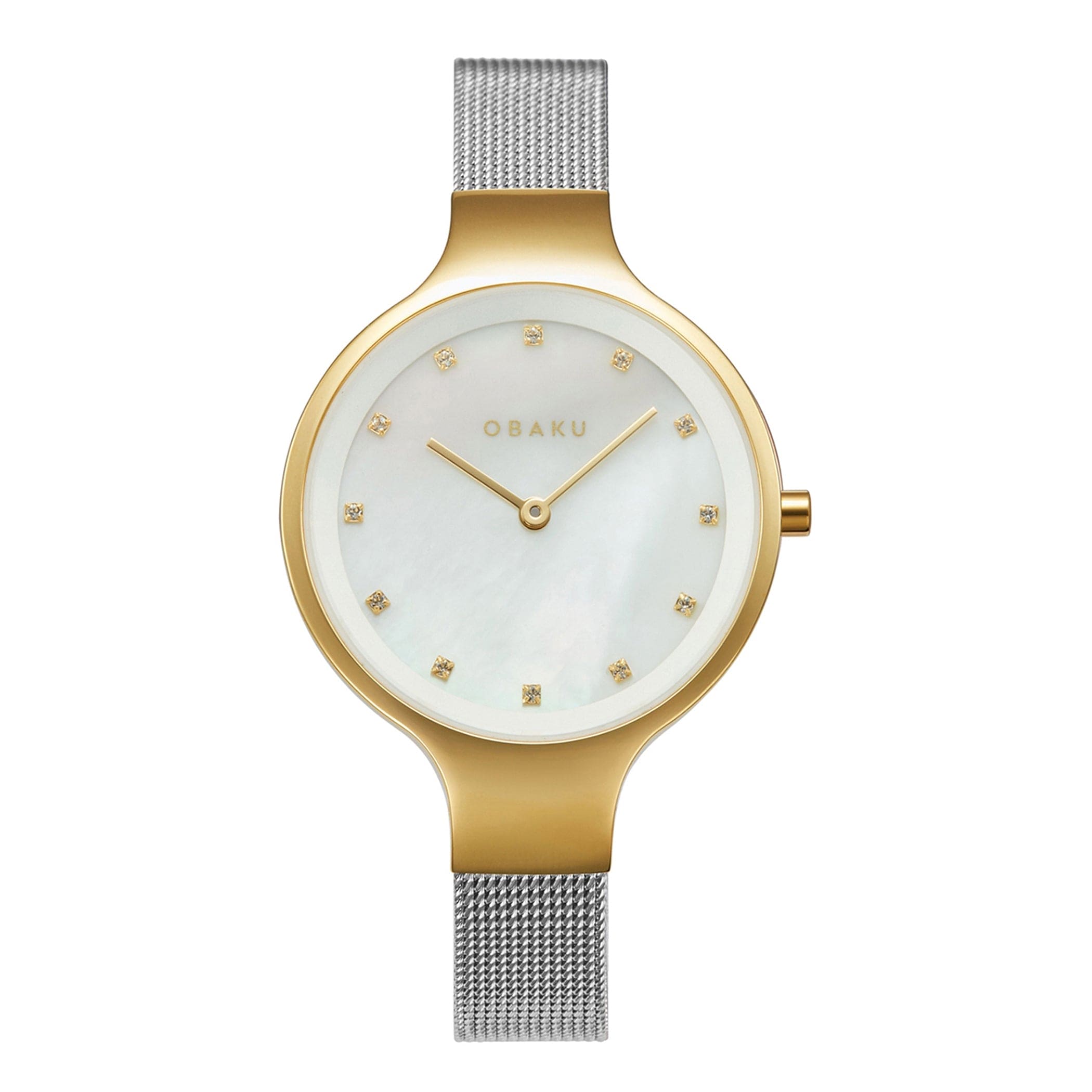Obaku Sky-Gold Bi Quartz MOP Women's Watch - V173LXGWMC