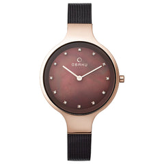 Obaku Sky Walnut Quartz MOP Women's Watch - V173LXVNMN