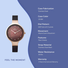 Obaku Sky Walnut Quartz MOP Women's Watch - V173LXVNMN