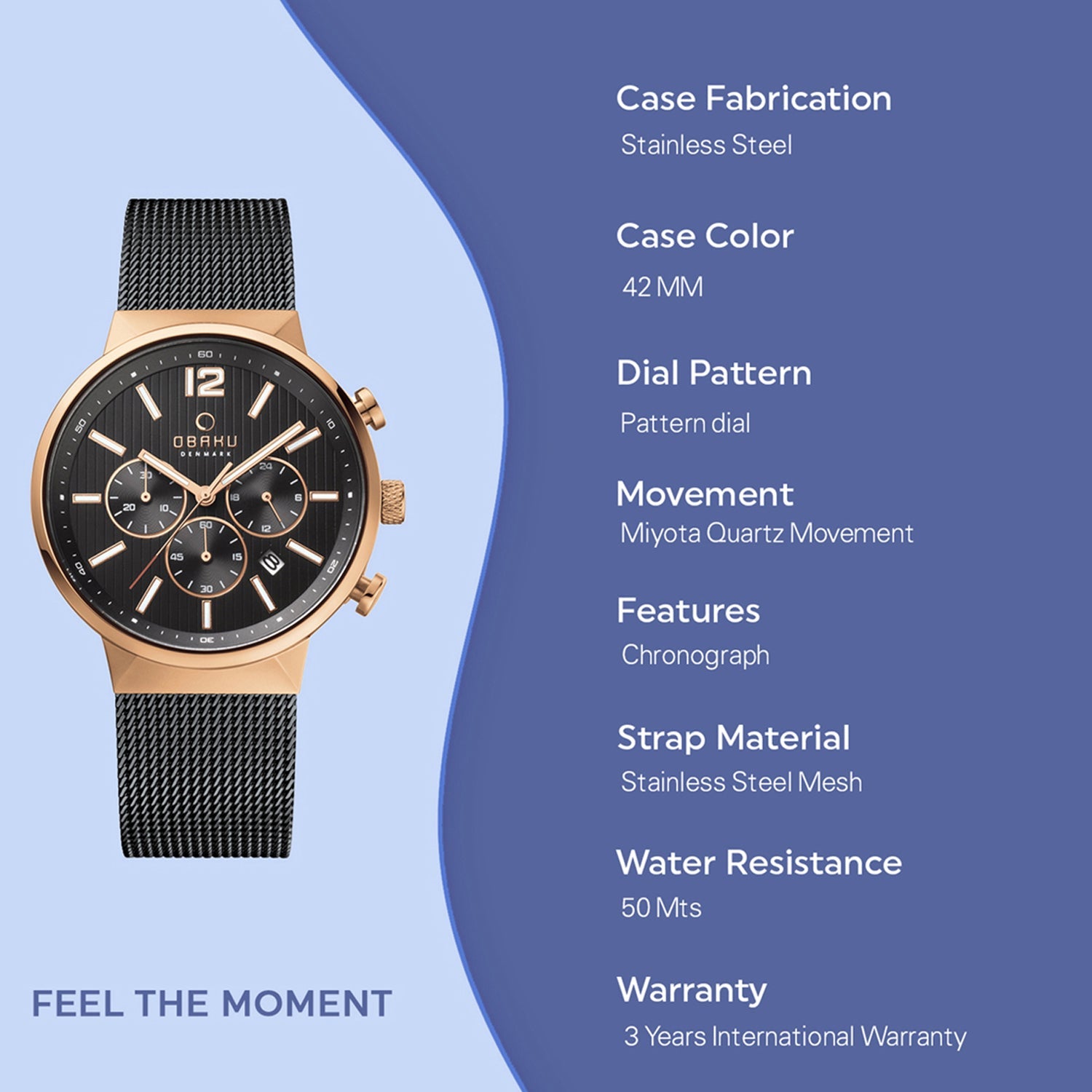 Obaku Storm Night Chronograph Men's Watch -  V180GCVBMB