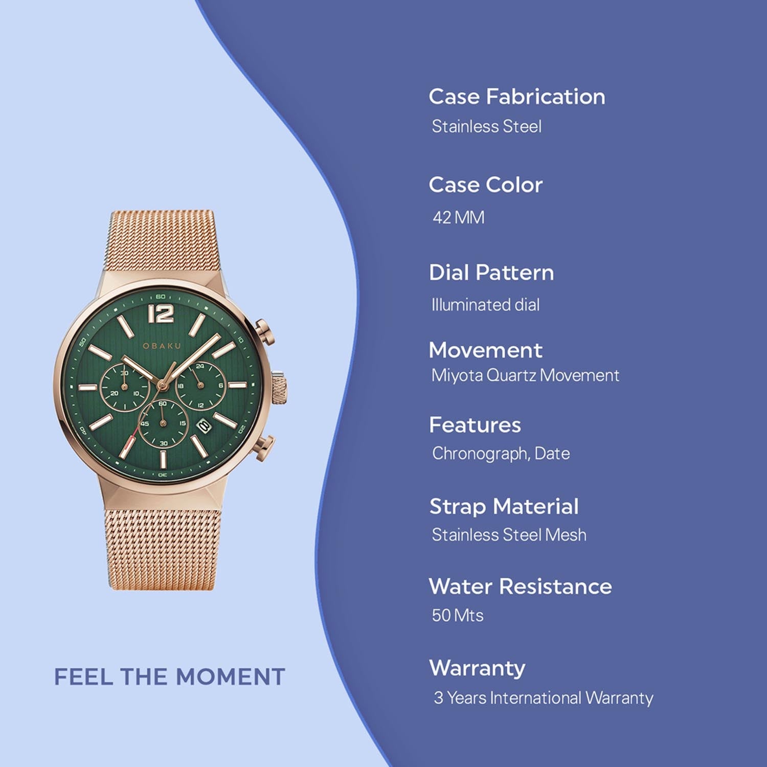 Obaku Storm Olive Chronograph Men's Watch - V180GCVEMV