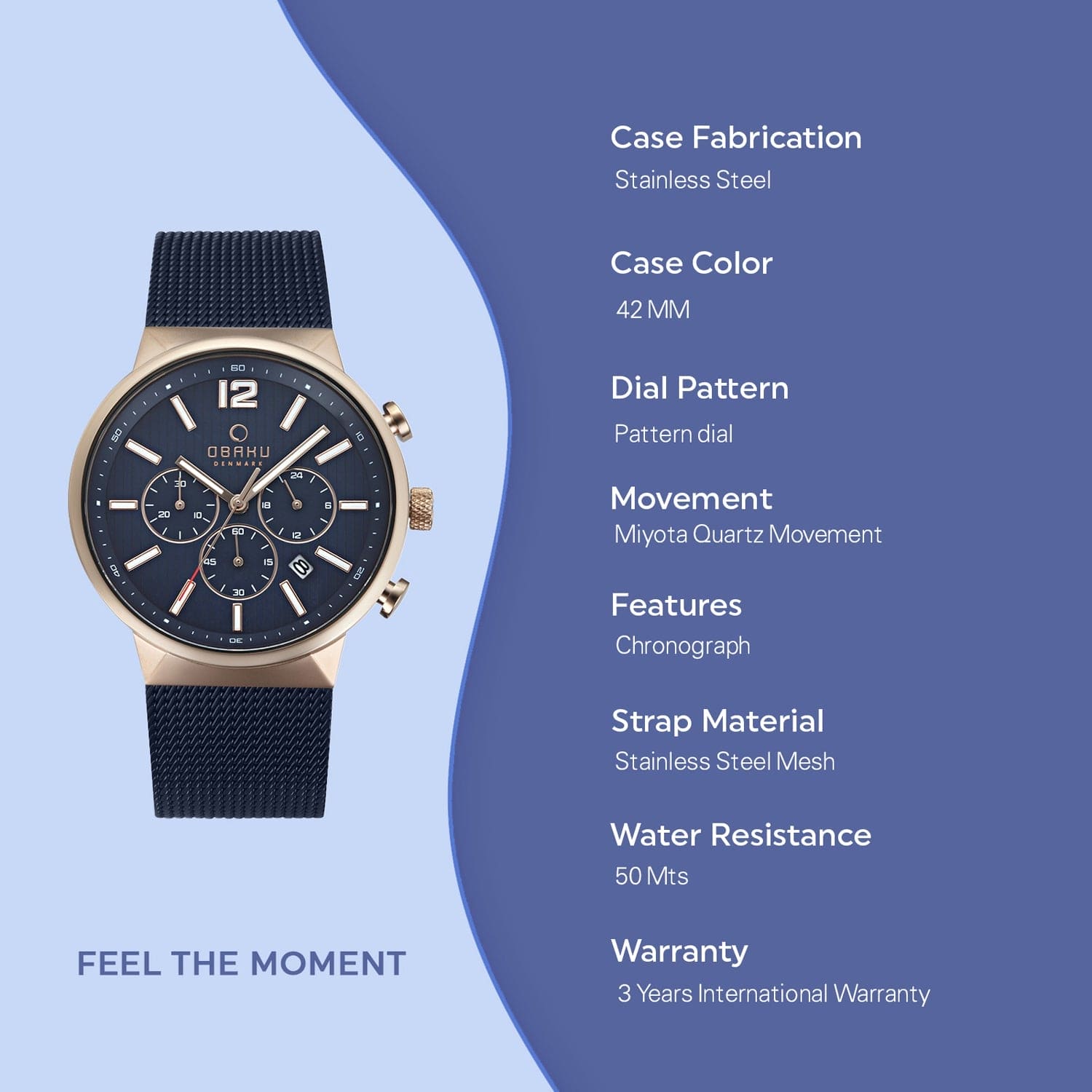 Obaku Storm Ocean Chronograph Men's Watch -  V180GCVLML