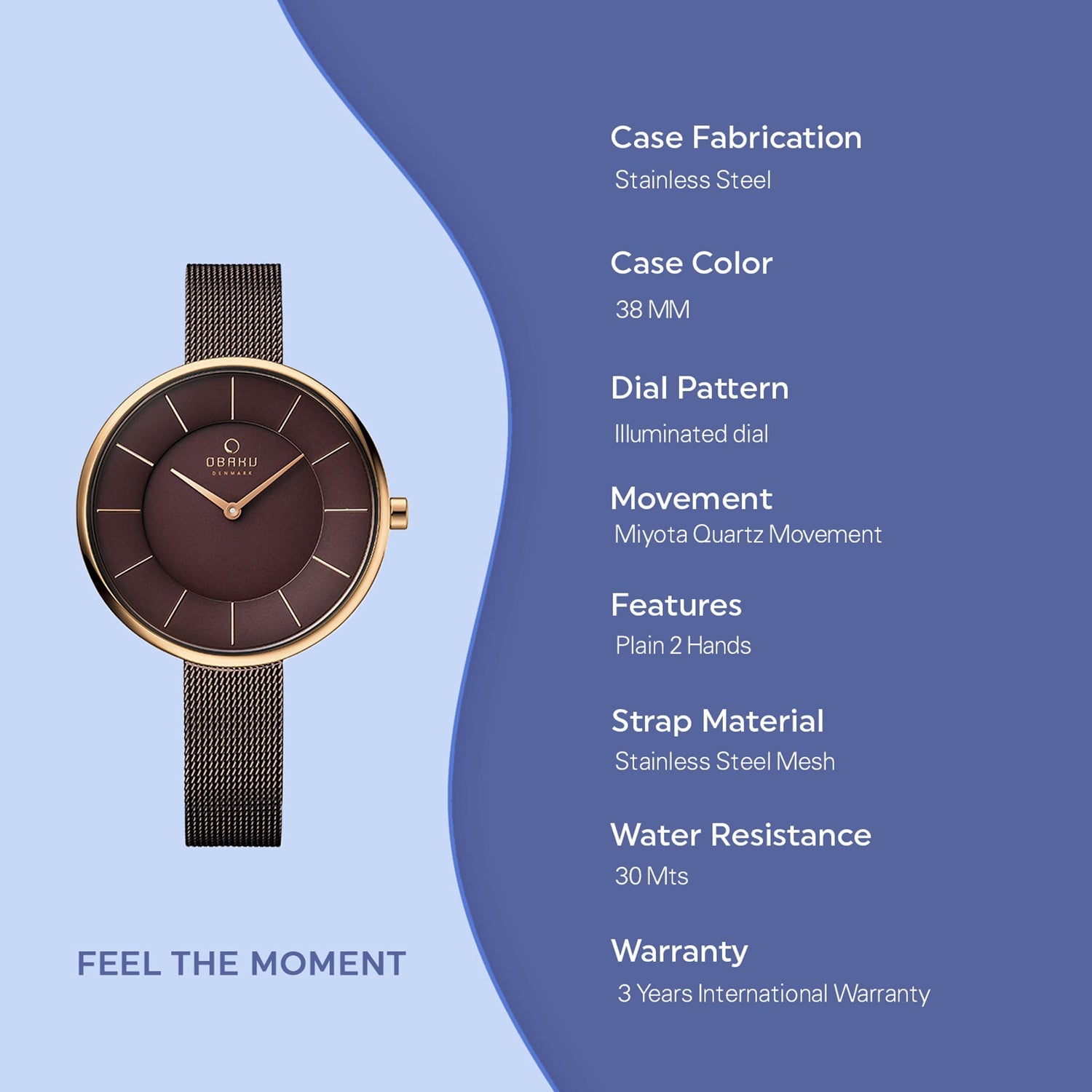 Obaku Sand Walnut Quartz Women's Watch -  V185LXVNMN