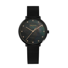 Obaku Vest-Charcoal Quartz MOP Women's Watch - V186LXBBMB