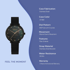 Obaku Vest-Charcoal Quartz MOP Women's Watch - V186LXBBMB