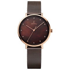 Obaku Vest Walnut Quartz MOP Women's Watch - V186LXVNMN