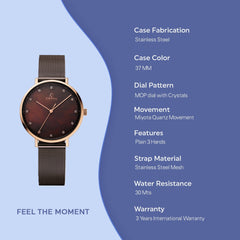 Obaku Vest Walnut Quartz MOP Women's Watch - V186LXVNMN