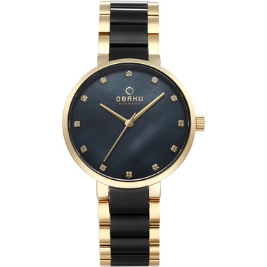Obaku Glad Blackgold Quartz MOP Women's Watch - V189LXGBSB