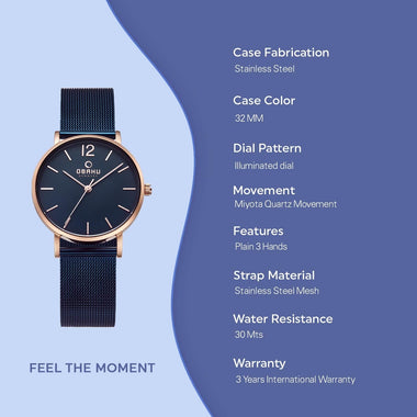 Obaku Mark Lille Ocean Quartz Women's Watch -  V197LXVLML