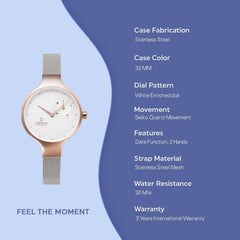 Obaku Eng Rose-Bi Quartz Women's Watch - V201LDVWMC
