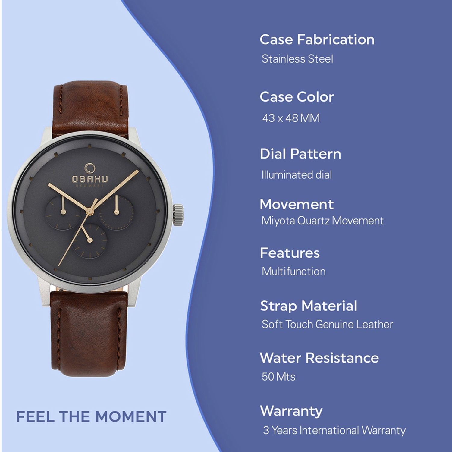 Obaku Venlig Cloud Multifunction Men's Watch -  V208GMCJRN
