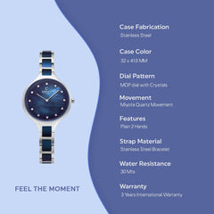 Obaku Iris Bluesteel Quartz MOP Women's Watch - V218LXCLSL