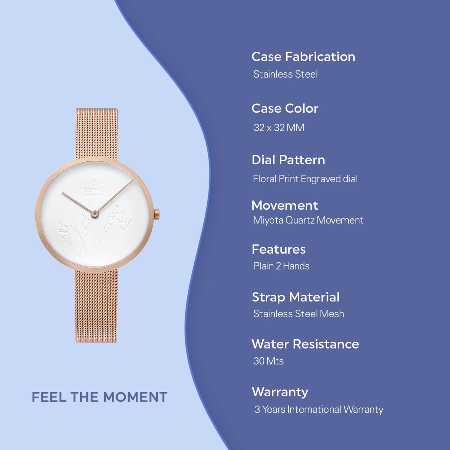 Obaku Hassel Natur -Rose Quartz Women's Watch -  V219LXVHMV