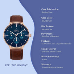 Obaku Mos-Amber Multifunction Men's Watch - V229GMVLRN