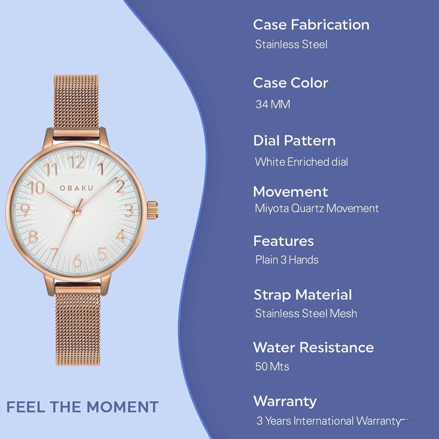 Obaku Syren-Rose Quartz Women's Watch - V237LXVIMV