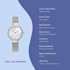 Obaku Vikke Steel Crystal Quartz MOP Women's Watch - V241LXCWMC