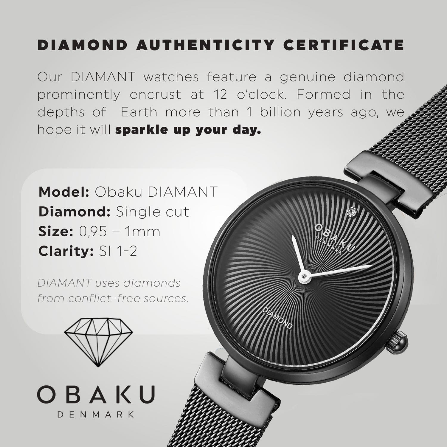 Obaku Diamant Quartz Women's Watch -  V256LXBBMB
