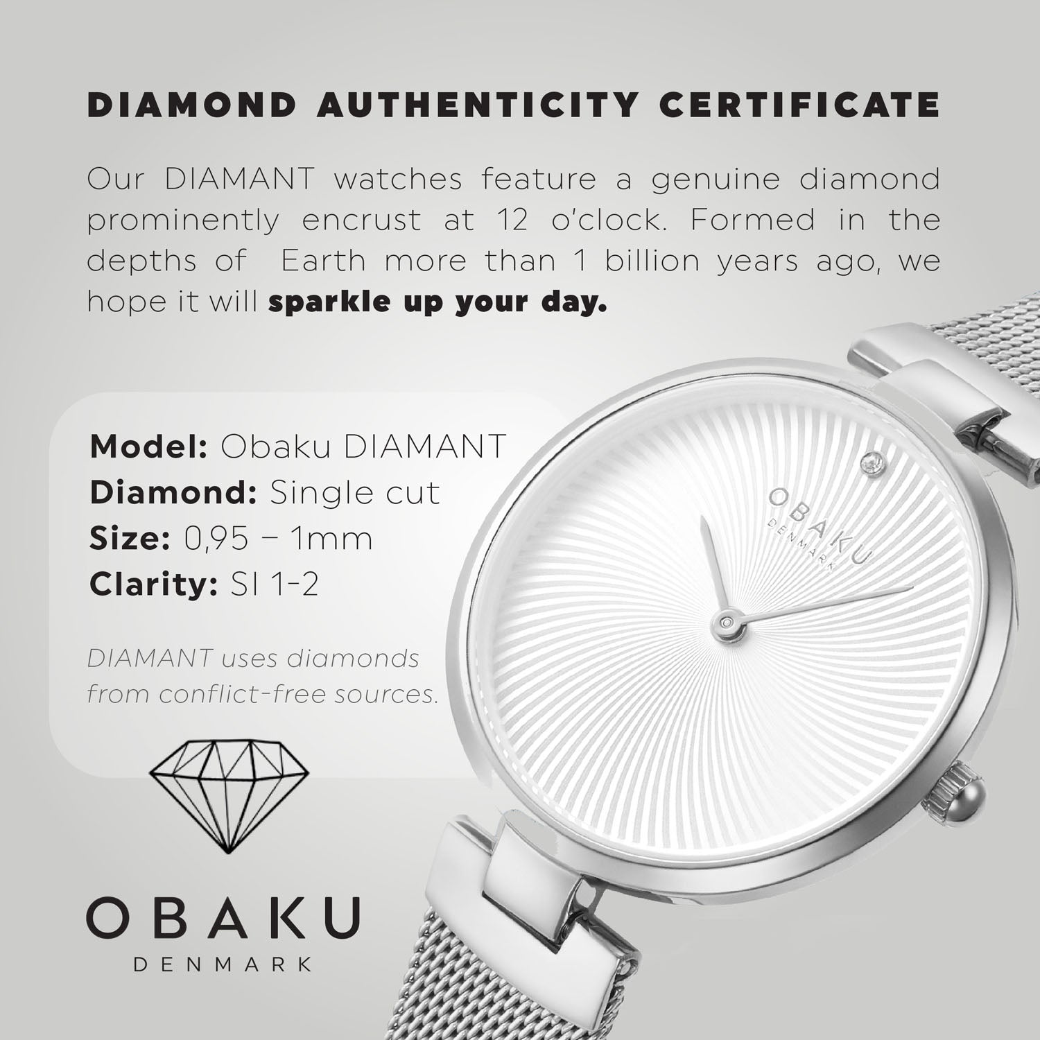 Obaku Diamant Steel Quartz Women's Watch -  V256LXCIMC