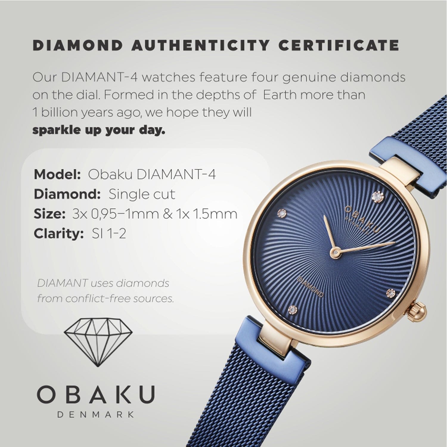 Obaku Diamant Ocean Quartz Women's Watch -  V256LXVLML-DD