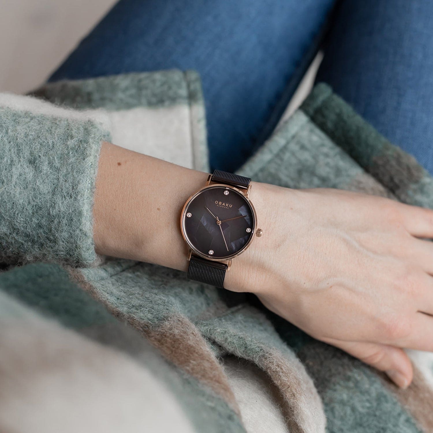 Obaku Mosaik Walnut Quartz Women's Watch -  V268LXVNMN