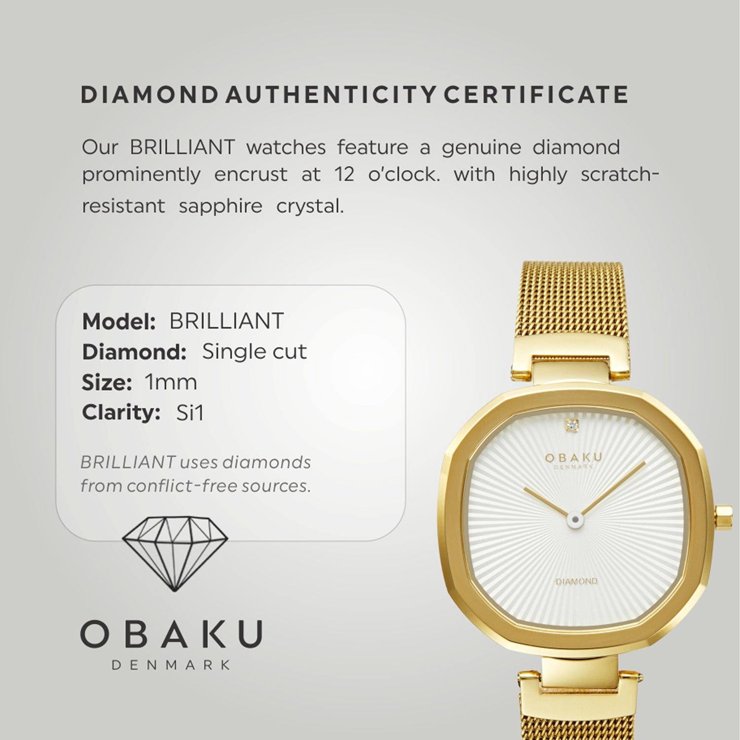 Obaku Brilliant Gold Quartz Women's Watch -  V277LXGIMG