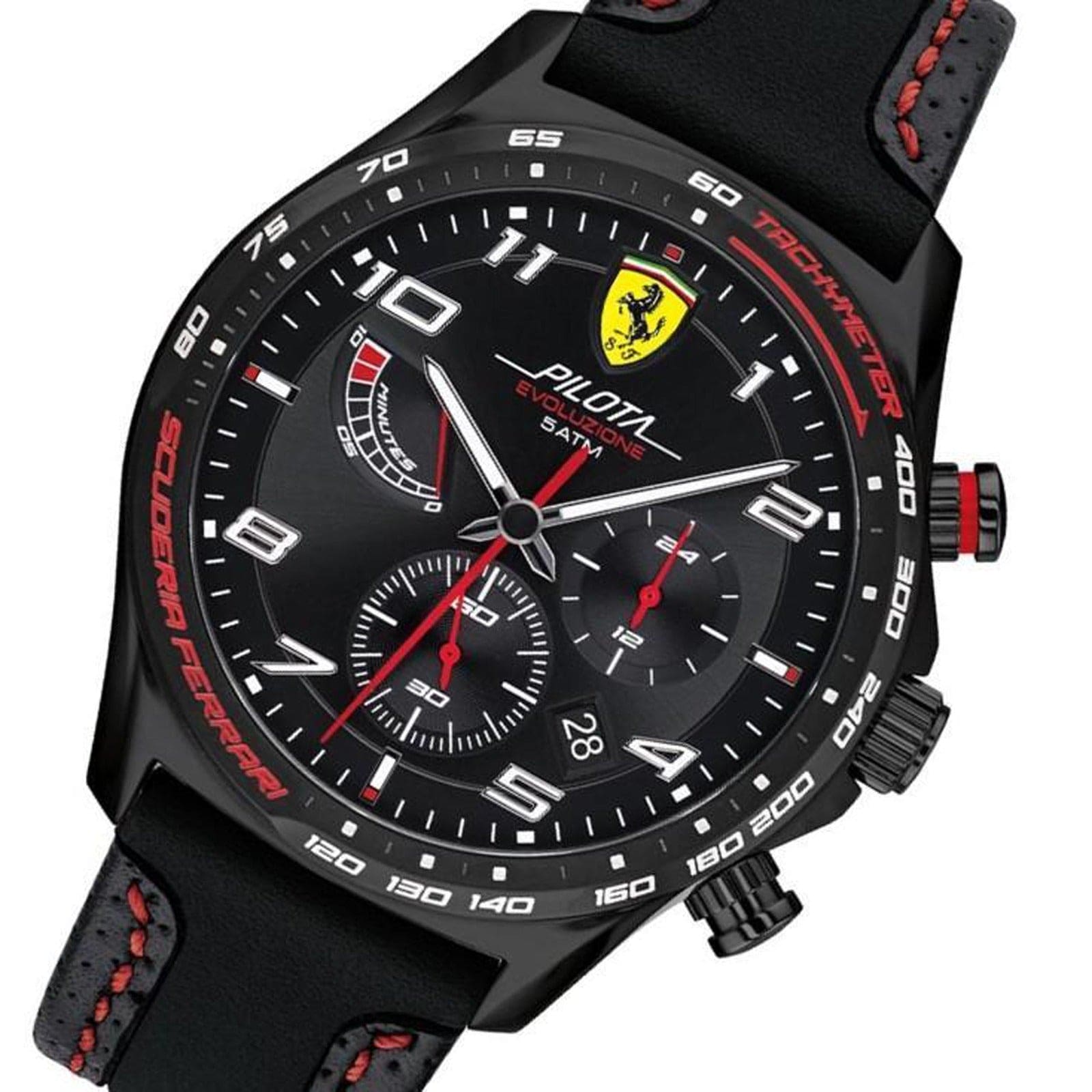 SCUDERIA FERRARI PILOTA EVO Chronograph Black Round Dial Men's Watch- 0830717