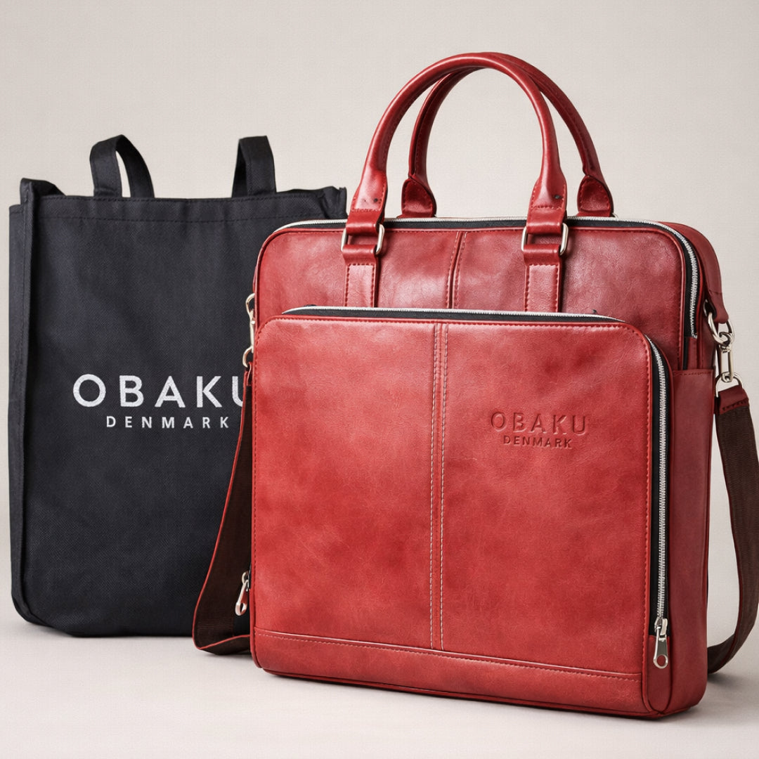 Obaku Denmark Premium Leather Laptop Bag | Luxury Business Briefcase