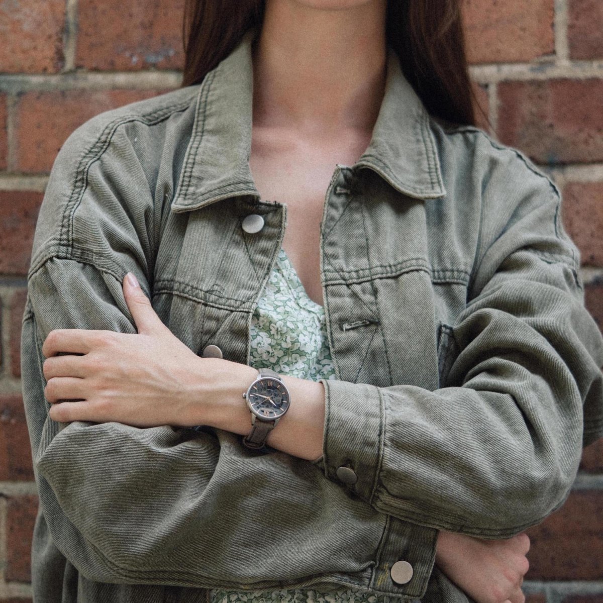 EARNSHAW ANNING Automatic Skeleton Round Dial Women's Watch- ES-8153-01 