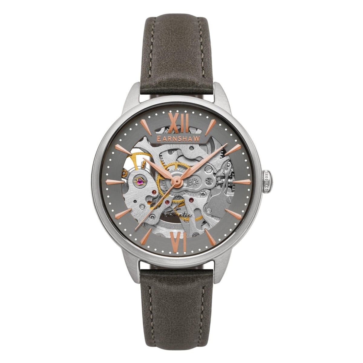 EARNSHAW ANNING Automatic Skeleton Round Dial Women's Watch- ES-8153-01 