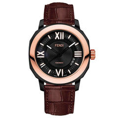 FENDI TIMEPIECES Selleria Automatic Black Round Dial Men's Watch with Additional Strap- F820211011