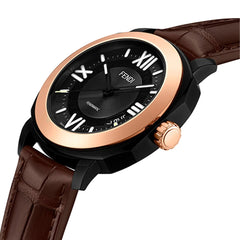 FENDI TIMEPIECES Selleria Automatic Black Round Dial Men's Watch with Additional Strap- F820211011