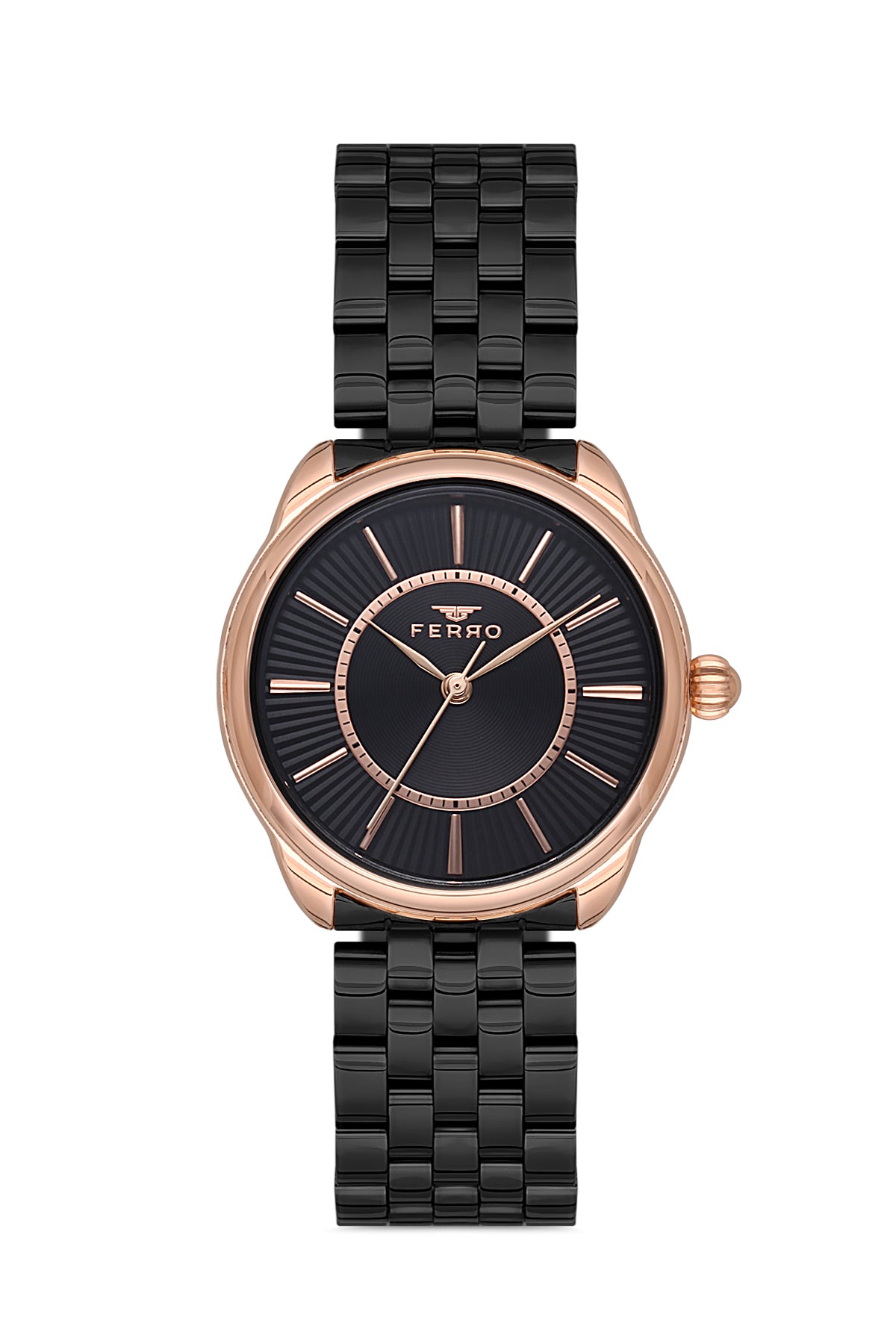 Ferro Analog Black Round Dial Women's Watch - F21152A-R